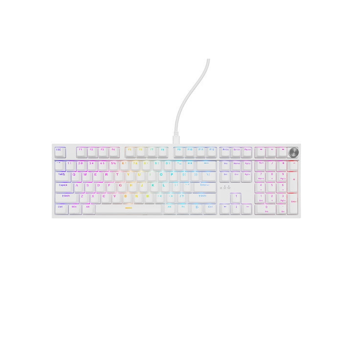 Механична геймърска клавиатура Thor 404 White RGB Backlight Gateron Peach Silent, US Layout - NKG-2300