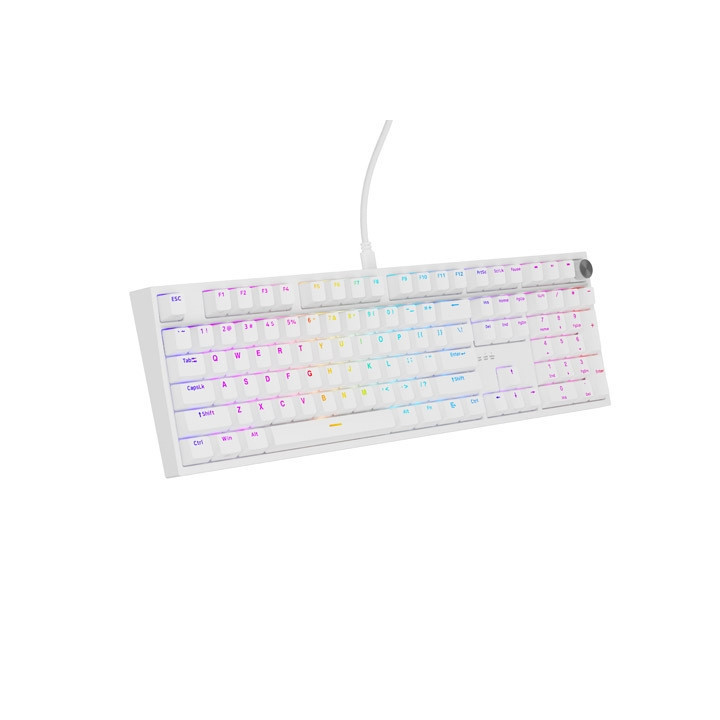 Механична геймърска клавиатура Thor 404 White RGB Backlight Gateron Yellow Pro, US Layout - NKG-2299