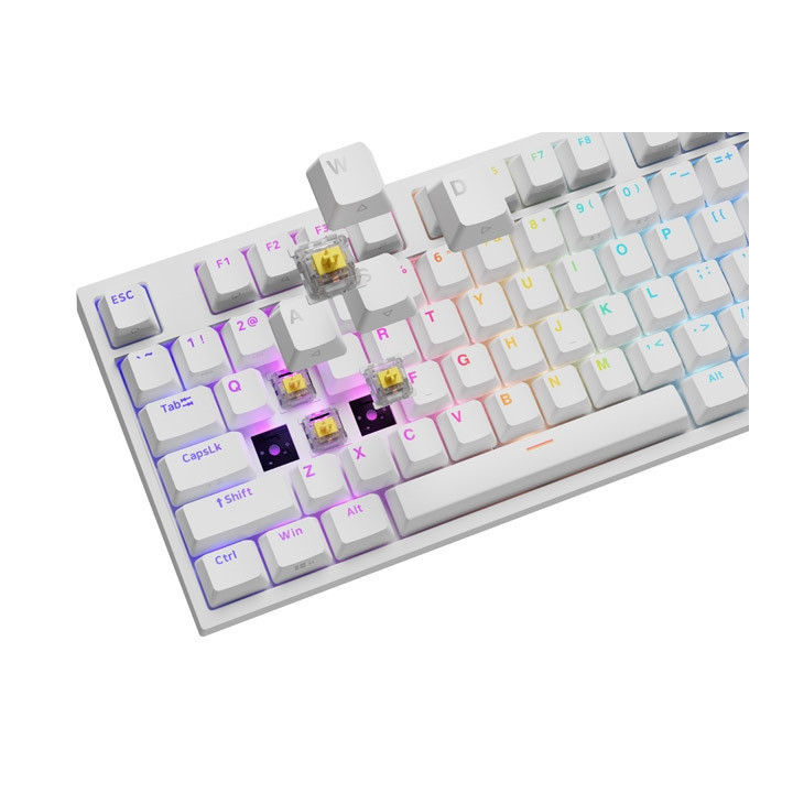 Механична геймърска клавиатура Thor 404 White RGB Backlight Gateron Yellow Pro, US Layout - NKG-2299