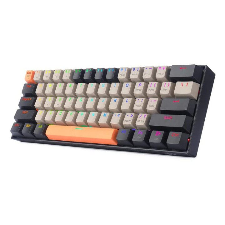Bluetooth безжична геймърска механична клавиатура Redragon K530-OG-GY-BK-RGB-PRO_BR Draconic PRO Brown Switch, RGB, оранжев/сив/черен