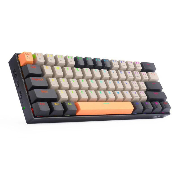 Bluetooth безжична геймърска механична клавиатура Redragon K530-OG-GY-BK-RGB-PRO_BR Draconic PRO Brown Switch, RGB, оранжев/сив/черен
