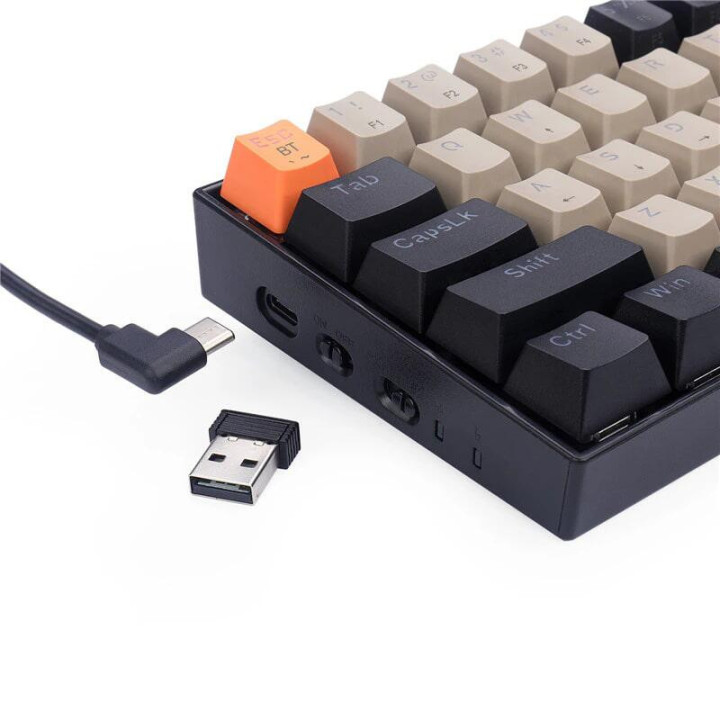 Bluetooth безжична геймърска механична клавиатура Redragon K530-OG-GY-BK-RGB-PRO_BR Draconic PRO Brown Switch, RGB, оранжев/сив/черен