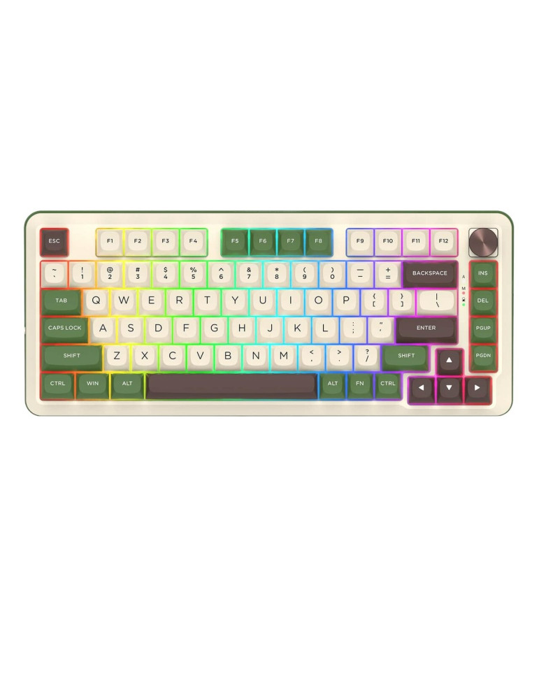 Bluetooth геймърска механична клавиатура Redragon Cyrus Pro K681CGC-RGB-PRO с Bluetooth и безжична връзка, бяла със зелено и RGB осветление