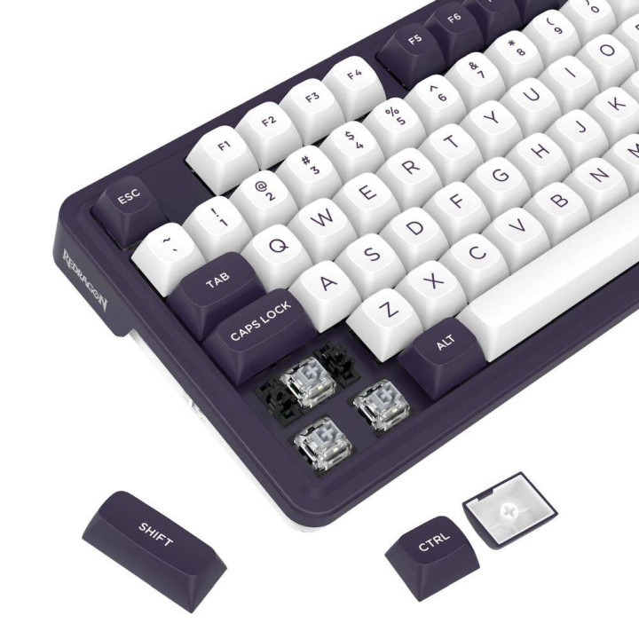 Геймърска механична клавиатура Redragon Finke K715 с Bluetooth и кабел, RGB осветление, черно/бяло