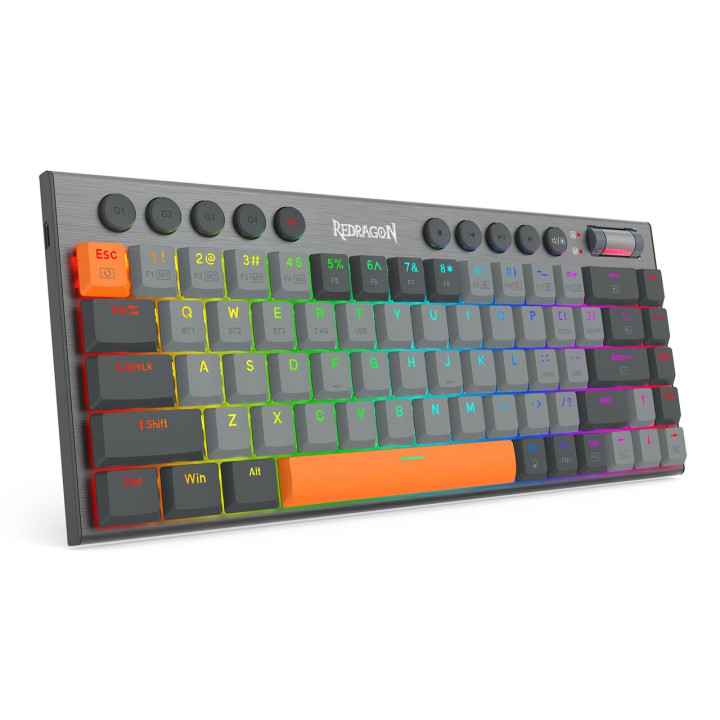 Bluetooth геймърска механична клавиатура Redragon Horus SE K609GG-RGB-PRO с RGB подсветка, сива