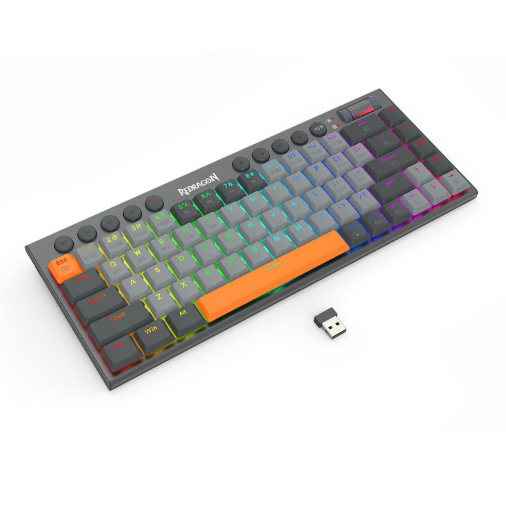 Bluetooth геймърска механична клавиатура Redragon Horus SE K609GG-RGB-PRO с RGB подсветка, сива