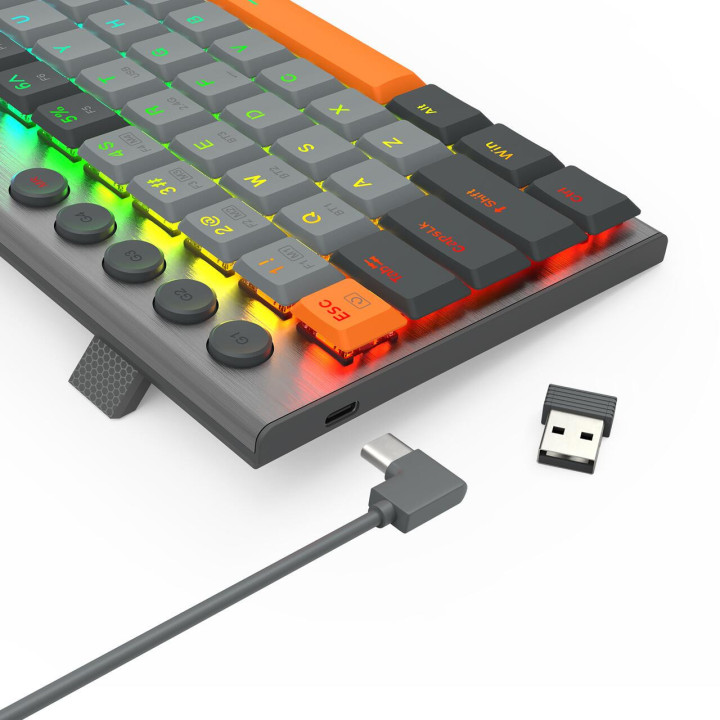 Bluetooth геймърска механична клавиатура Redragon Horus SE K609GG-RGB-PRO с RGB подсветка, сива