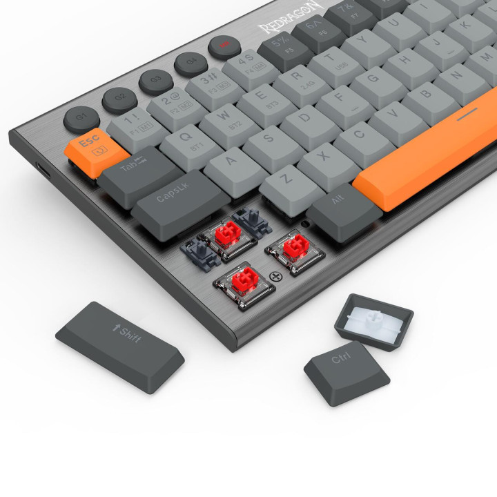 Bluetooth геймърска механична клавиатура Redragon Horus SE K609GG-RGB-PRO с RGB подсветка, сива