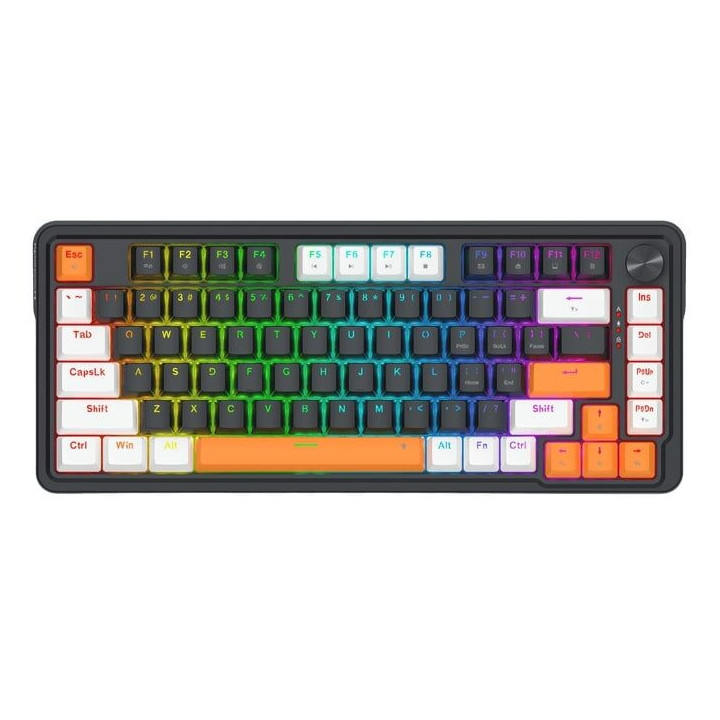Геймърска механична клавиатура Redragon Landshaker K714BWO-RGB с RGB осветление, черно/бяло