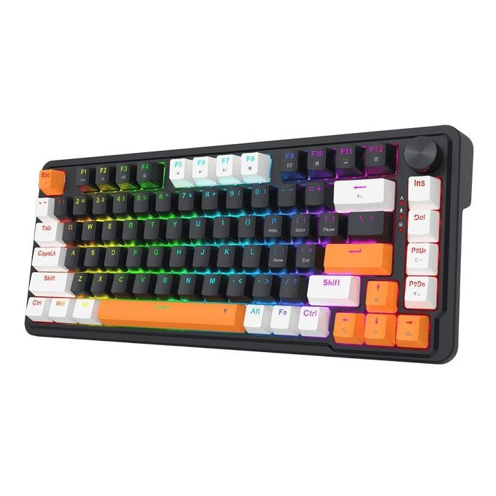 Геймърска механична клавиатура Redragon Landshaker K714BWO-RGB с RGB осветление, черно/бяло