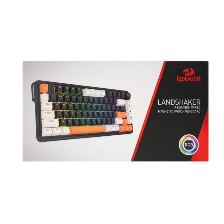 Геймърска механична клавиатура Redragon Landshaker K714BWO-RGB с RGB осветление, черно/бяло