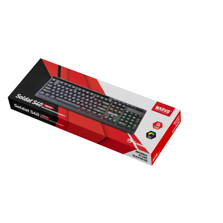 Геймърска клавиатура Marvo Soldat S40 K603, 104 keys, Silent, RGB - MARVO-K603