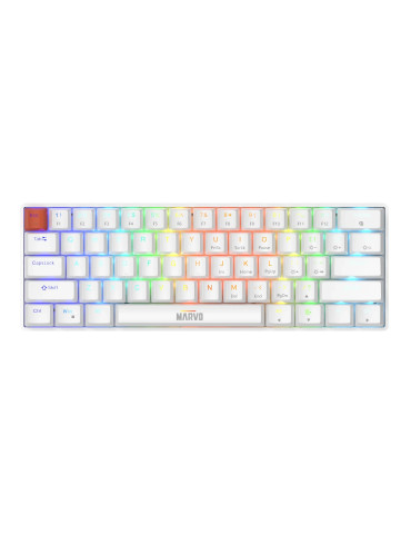 Геймърска механична клавиатура Marvo Saber 61 KG933G White, 61 keys, Red Switches [Linear] - MARVO-KG933G-WH