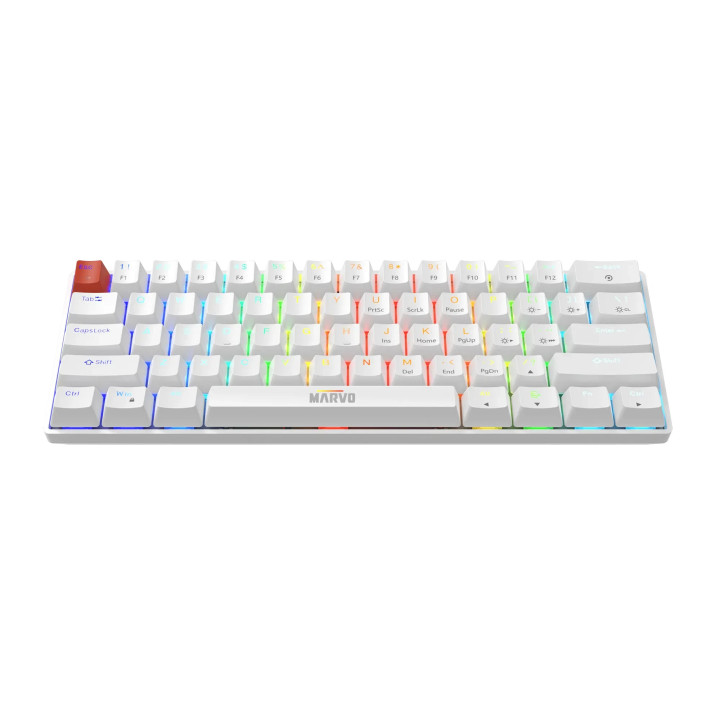 Геймърска механична клавиатура Marvo Saber 61 KG933G White, 61 keys, Red Switches [Linear] - MARVO-KG933G-WH