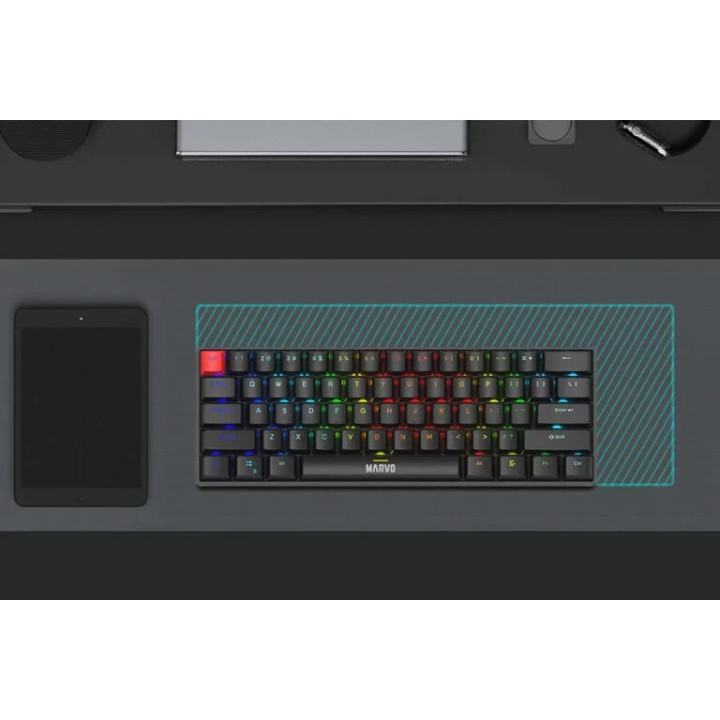 Геймърска механична клавиатура Marvo Saber 61 KG933G White, 61 keys, Red Switches [Linear] - MARVO-KG933G-WH