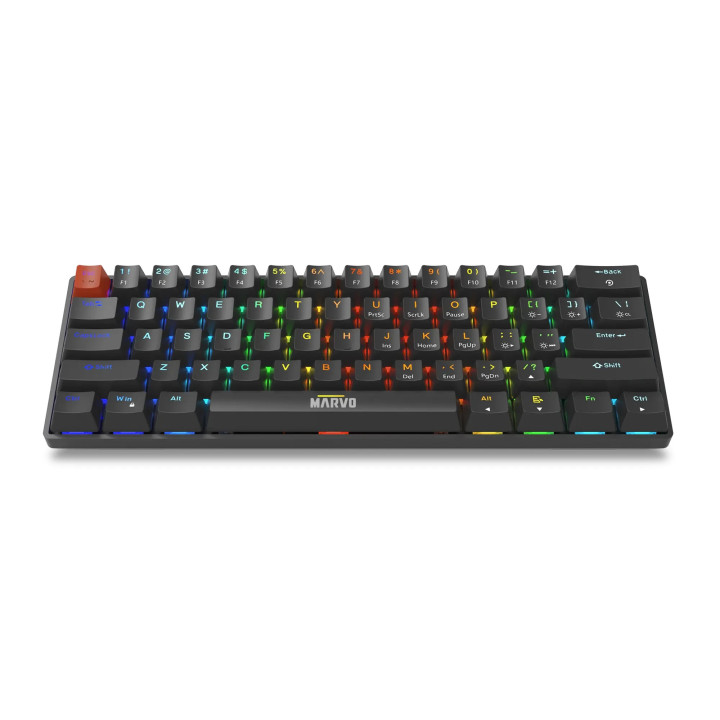 Геймърска механична клавиатура Marvo Saber 61 KG933G, 61 keys, Red Switches [Linear] - MARVO-KG933G-BK