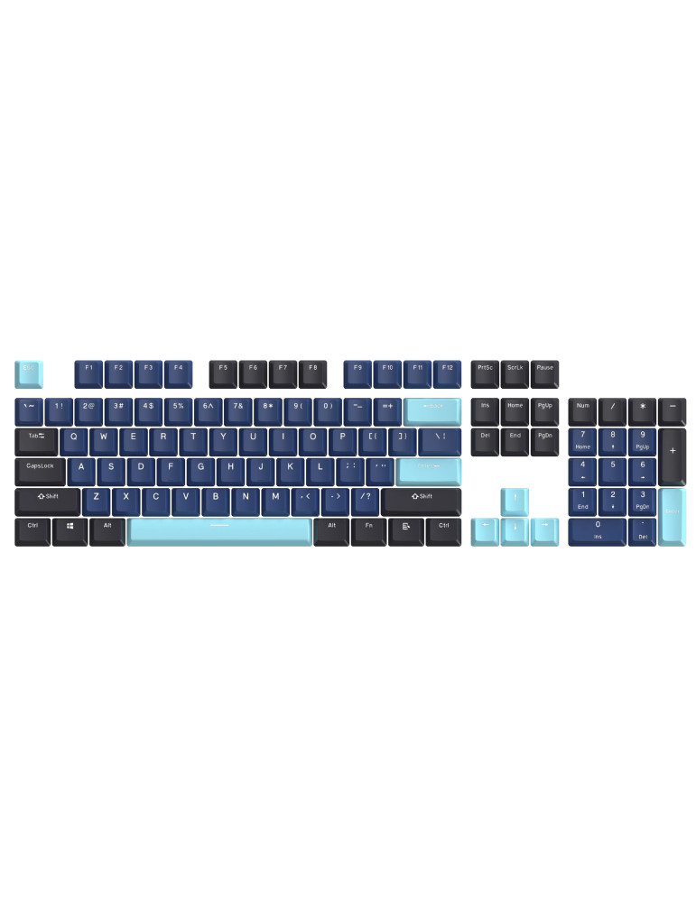 Капачки за клавиатура Marvo Custom Keycap Set PBT, 104 keys, Dark Blue, Black, Cyan - MARVO-KP-01-BL