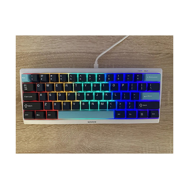 Капачки за клавиатура Marvo Custom Keycap Set PBT, 104 keys, Dark Blue, Black, Cyan - MARVO-KP-01-BL