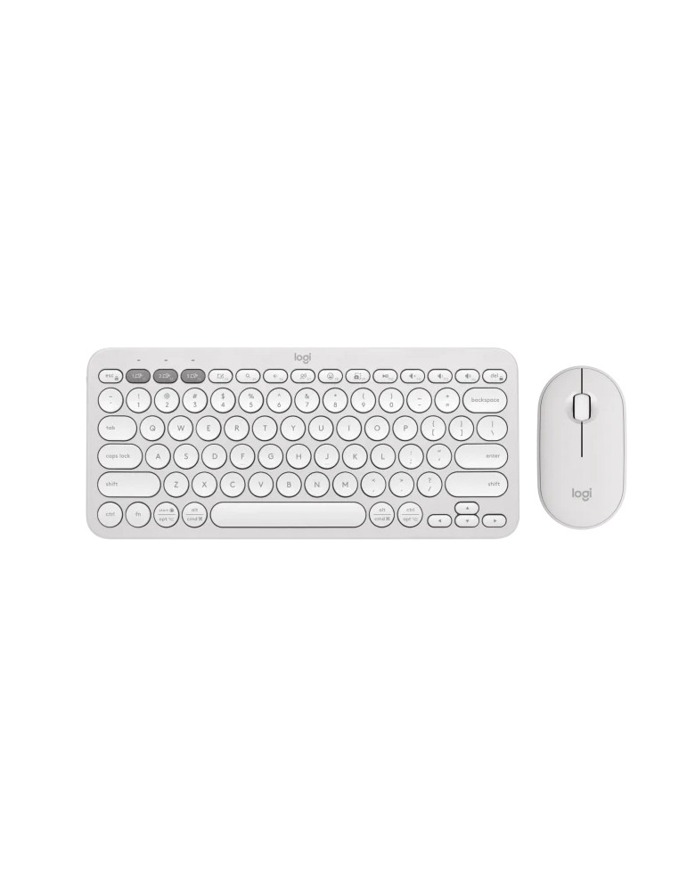 Bluetooth комплект клавиатура и мишка Logitech Pebble 2 Combo, TONAL WHITE, US INT'L, 2.4GHZ/BT, INTNL-973, UNIVERSAL - 920-012240