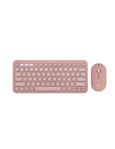Bluetooth комплект клавиатура и мишка Logitech Pebble 2 Combo, TONAL ROSE, US INT'L, 2.4GHZ/BT, INTNL-973, UNIVERSAL - 920-012241