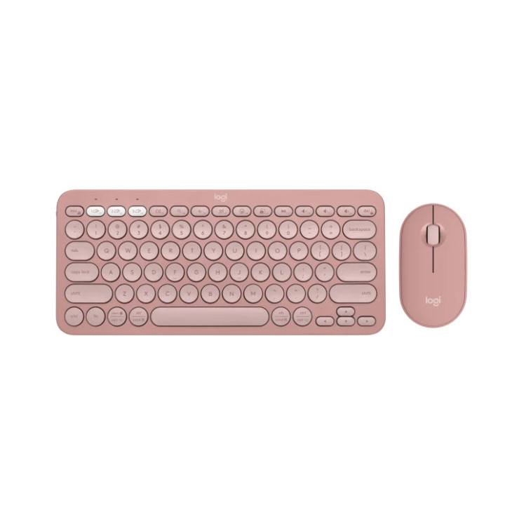 Bluetooth комплект клавиатура и мишка Logitech Pebble 2 Combo, TONAL ROSE, US INT'L, 2.4GHZ/BT, INTNL-973, UNIVERSAL - 920-012241