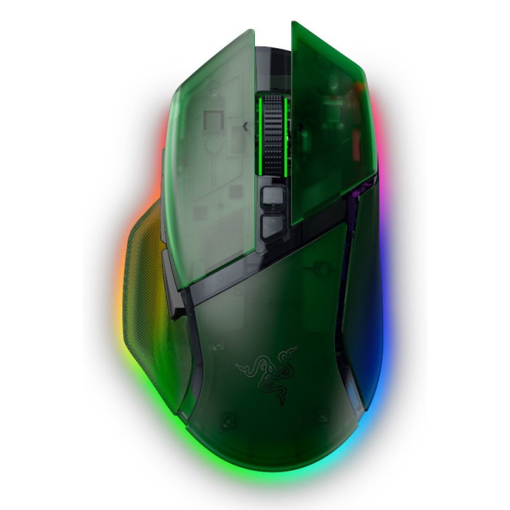 Безжична геймърска ергономична мишка Razer Basilisk V3 Pro 35K Phantom Green Edition, 30000DPI, Optical Mouse Switches Gen-3, 63 g, Focus Pro 30K Optical Sensor - RZ01-05240300-R3G1