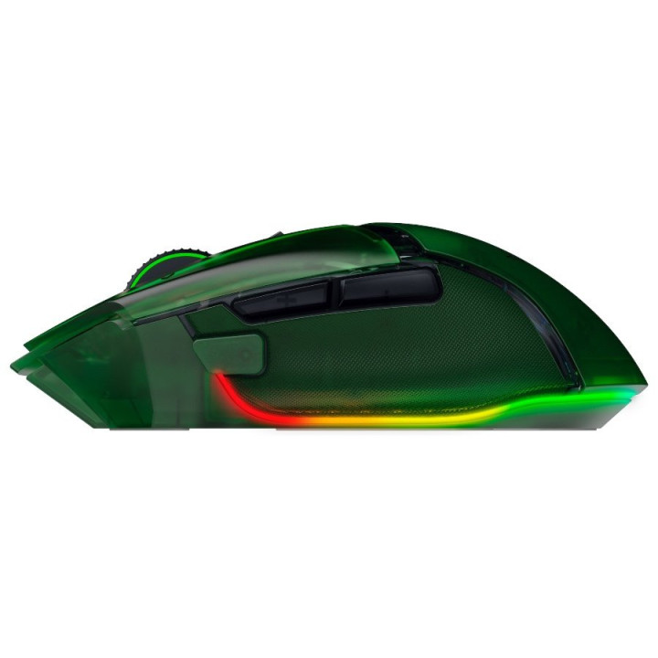 Безжична геймърска ергономична мишка Razer Basilisk V3 Pro 35K Phantom Green Edition, 30000DPI, Optical Mouse Switches Gen-3, 63 g, Focus Pro 30K Optical Sensor - RZ01-05240300-R3G1