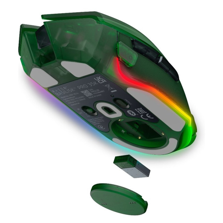 Безжична геймърска ергономична мишка Razer Basilisk V3 Pro 35K Phantom Green Edition, 30000DPI, Optical Mouse Switches Gen-3, 63 g, Focus Pro 30K Optical Sensor - RZ01-05240300-R3G1