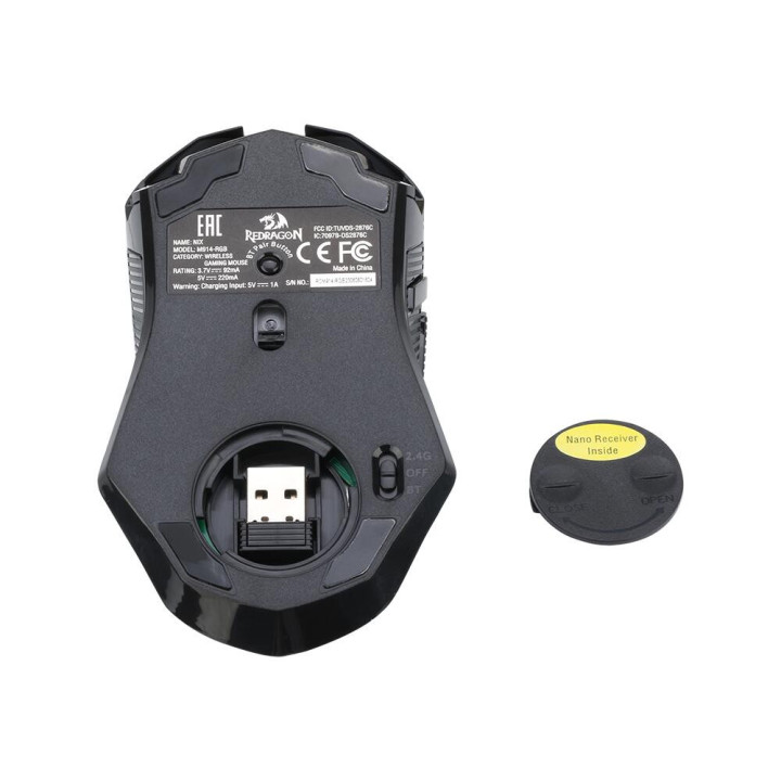 Bluetooth геймърска мишка Redragon Nix M914-RGB, с безжична и кабелна Bluetooth връзка с RGB осветление, черна