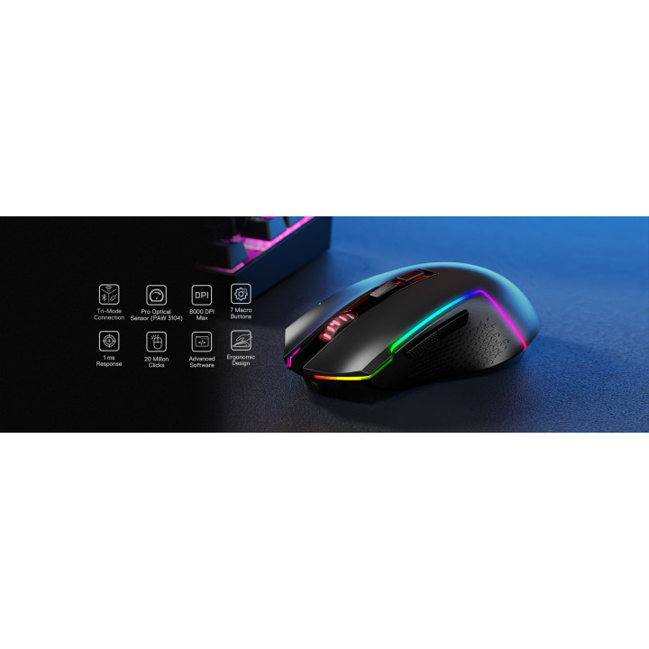 Bluetooth геймърска мишка Redragon Trident M693 с RPG осветление