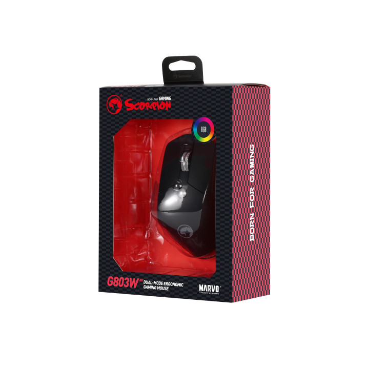 Bluetooth геймърска мишка Marvo Duke 55 G803 BK, 4000dpi, 2.4G, Bluetooth - MARVO-G803-BK