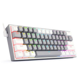 Геймърска еханична клавиатура Redragon Fizz K617-RGB-GW, RGB, сиво/бяло - K617-RGB-GW_RD