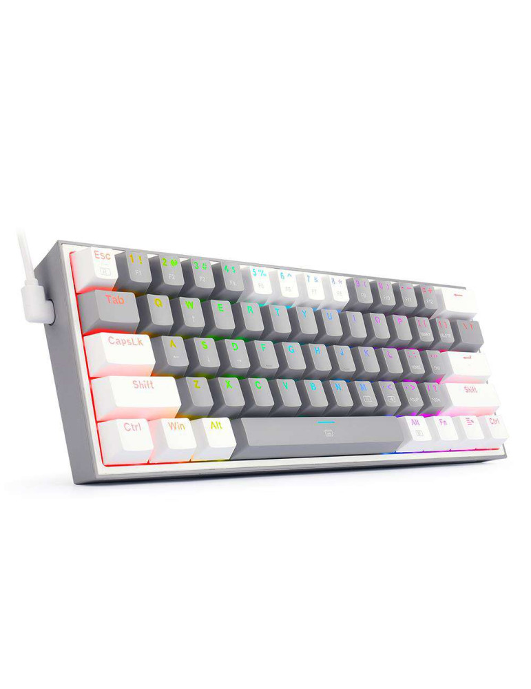 Геймърска еханична клавиатура Redragon Fizz K617-RGB-GW, RGB, сиво/бяло - K617-RGB-GW_RD