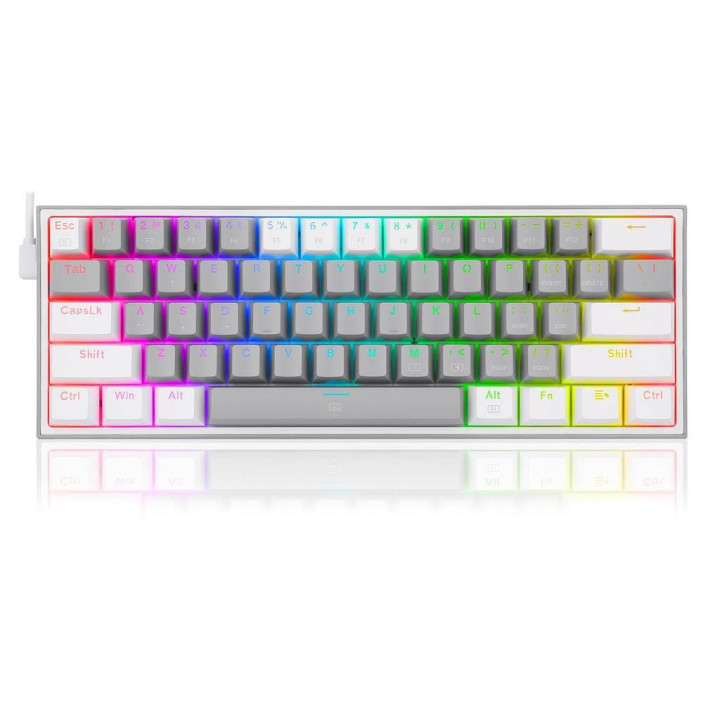 Геймърска еханична клавиатура Redragon Fizz K617-RGB-GW, RGB, сиво/бяло - K617-RGB-GW_RD