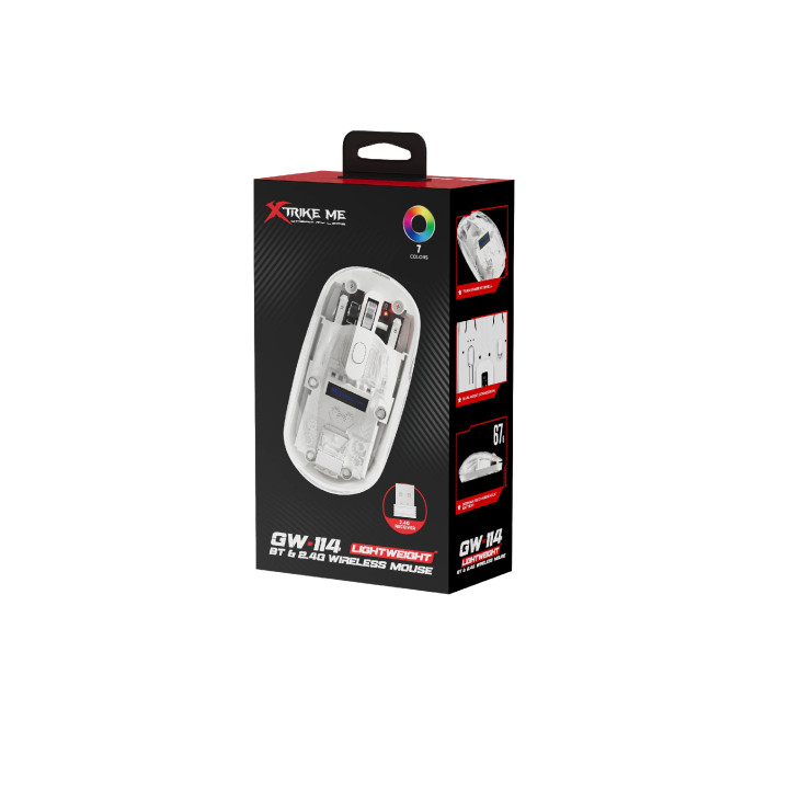 Bluetooth геймърска мишка Xtrike ME GW-114, 1600dpi, Bluetooth, 2.4G - XTRM-GW-114