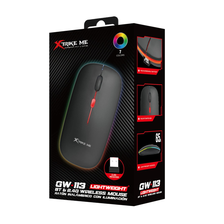 Bluetooth геймърска мишка Xtrike ME GW-113, 1600dpi, Bluetooth, 2.4G - XTRM-GW-113