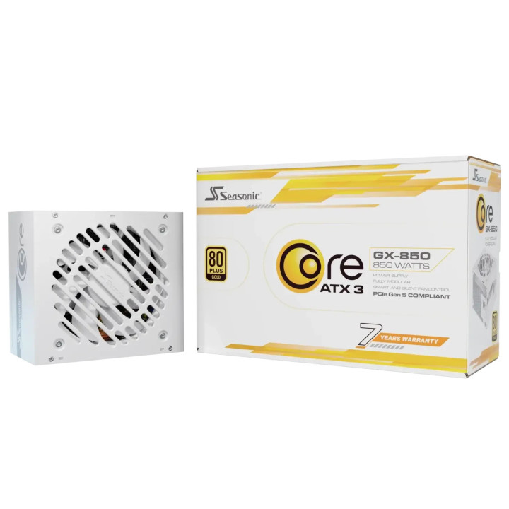 Захранване Seasonic CORE GX-850 V2 White, ATX 3.1 850W Gold, Full Modular, PCIe 5.1 - SRP-CGX851-A5A32SF-WH