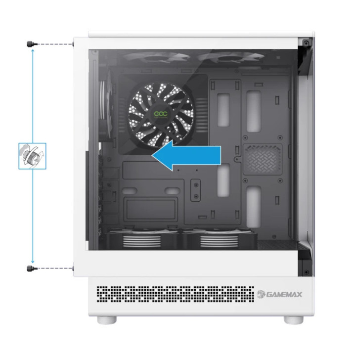 Кутия за компютър Gamemax Vista COC AW, 5 x 120 mm A-RGB Fans, MB Plate COC Fan, ATX - GM-VISTA-COC-AW