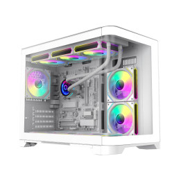 Кутия за компютър Gamemax HYPE-M White, 3 x 120 mm Addressable RGB fans, mATX - GM-14100902477