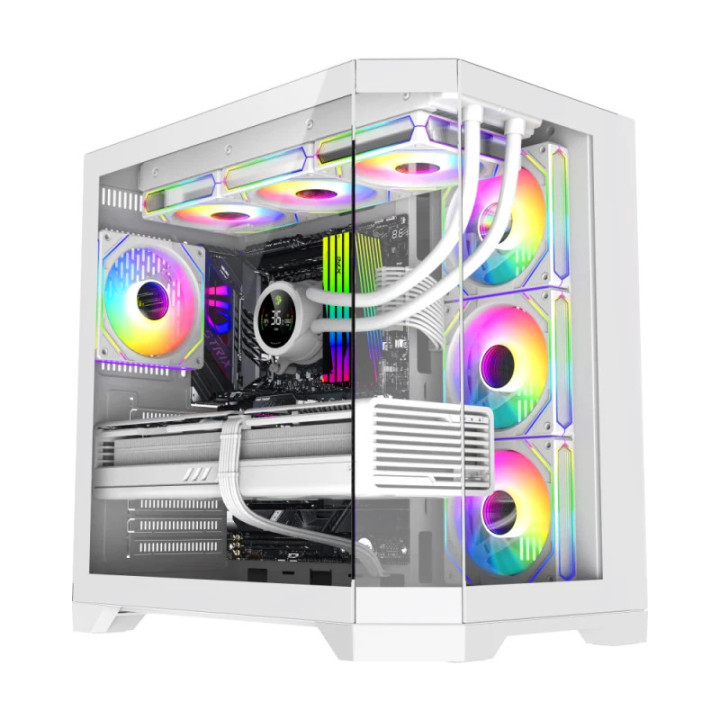 Кутия за компютър Gamemax HYPE-A White - 4 x 120 mm Addressable RGB fans, ATX - GM-HYPE-A-WH