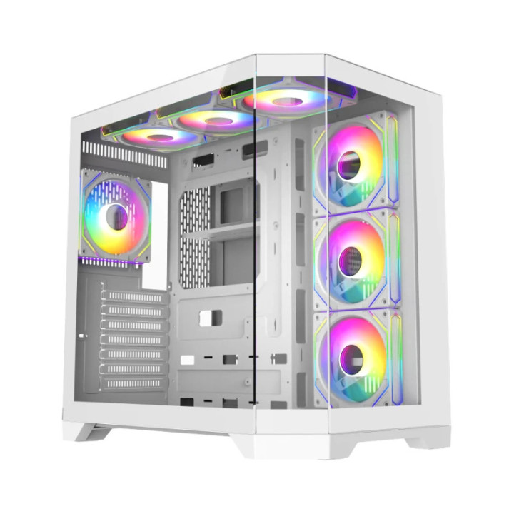 Кутия за компютър Gamemax HYPE-A White - 4 x 120 mm Addressable RGB fans, ATX - GM-HYPE-A-WH