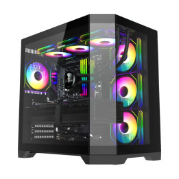 Кутия за компютър Gamemax HYPE-A Black - 4 x 120 mm Addressable RGB fans, ATX - GM-HYPE-A-BK