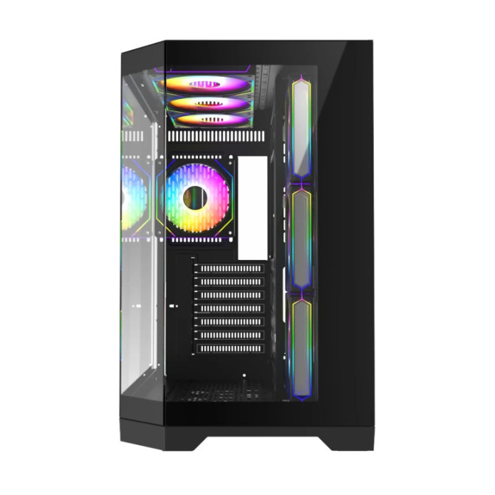 Кутия за компютър Gamemax HYPE-A Black - 4 x 120 mm Addressable RGB fans, ATX - GM-HYPE-A-BK