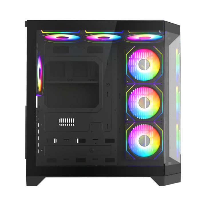 Кутия за компютър Gamemax HYPE-A Black - 4 x 120 mm Addressable RGB fans, ATX - GM-HYPE-A-BK