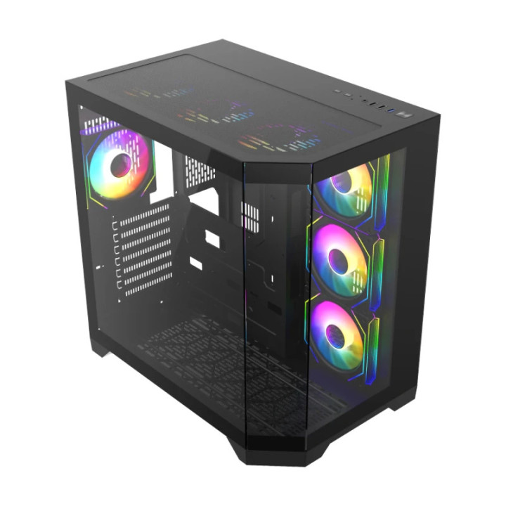 Кутия за компютър Gamemax HYPE-A Black - 4 x 120 mm Addressable RGB fans, ATX - GM-HYPE-A-BK