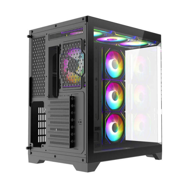 Кутия за компютър Gamemax HYPE-A Black - 4 x 120 mm Addressable RGB fans, ATX - GM-HYPE-A-BK