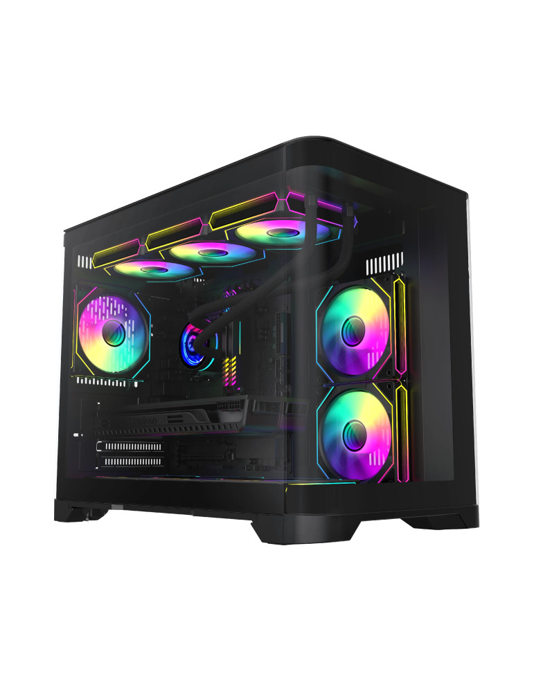 Кутия за компютър Gamemax HYPE-M Black, 3 x 120 mm Addressable RGB fans, mATX - GM-14100902476