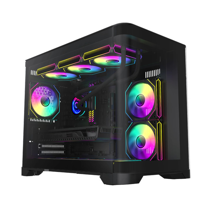 Кутия за компютър Gamemax HYPE-M Black, 3 x 120 mm Addressable RGB fans, mATX - GM-14100902476