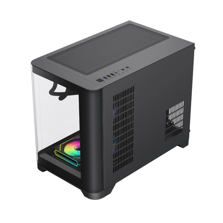 Кутия за компютър Gamemax HYPE-M Black, 3 x 120 mm Addressable RGB fans, mATX - GM-14100902476