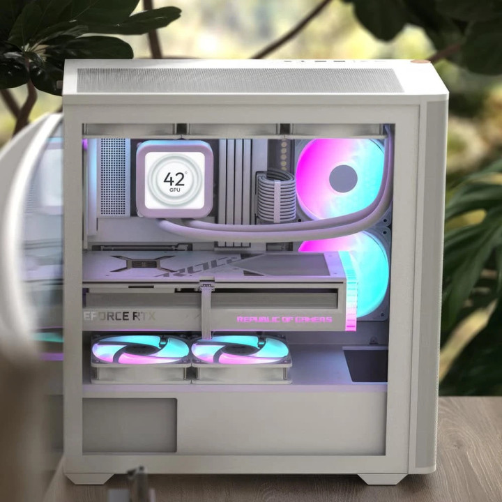 Кутия за компютър AeroCool D501A White, Addressable RGB, Wood - D501A-G-WT-v2